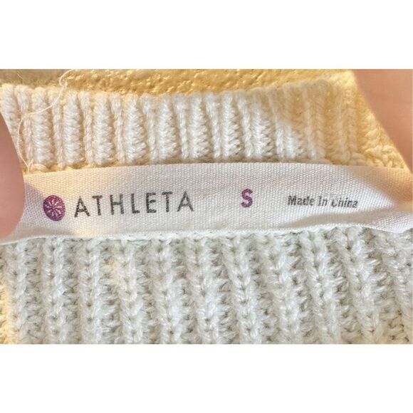 Athleta Merino Wool Blend Chunky Ribbed Cream Crewneck Women's Sweater Small - Picture 5 of 10